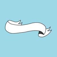 Wave Style White Scroll Banner Retro Ribbon Silhouette for Elegant Label Design vector