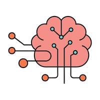 Digital Brain With Circuit Elements vector