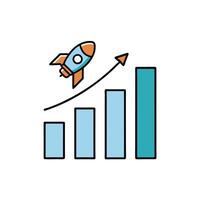Rocket Launch Rising Bar Graph Concept vector