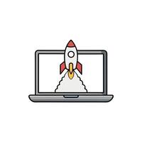 Open Laptop Rocket Launch Technology vector