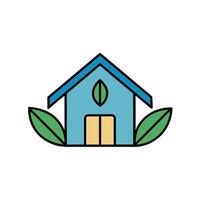 Modern House With Leaf Concept vector