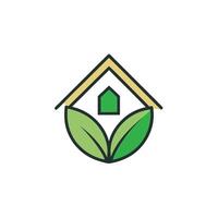 Eco House Made of Leaves Logo vector