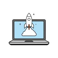 Rocket Launch From Laptop Screen vector