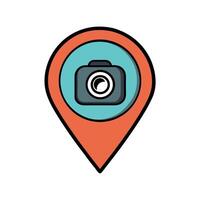 Camera Lens Inside Map Pin Logo vector