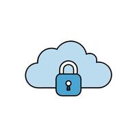 Cloud With Secure Padlock Technology Logo vector