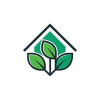 House Shaped by Two Leaves Logo vector