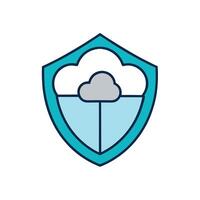 Modern Shield With Data Cloud Logo vector