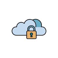 Cloud and Lock Combined Logo Concept vector
