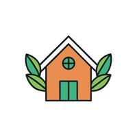 Simple House Leaf Eco Friendly Design vector