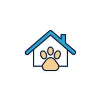 Pet House and Paw Print Logo Design vector