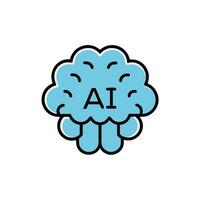 AI Brain Logo Tech Innovation vector
