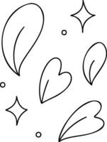 Minimalistic line art featuring leaves and hearts, creating whimsical and playful design vector