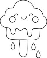 Cute ice cream character with smiling face and melting drips vector