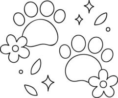 Paw prints and flowers create playful and whimsical design, perfect for spring vector