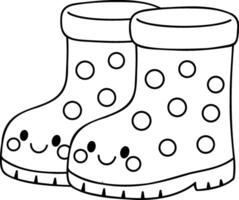 Cute rubber boots with polka dots and smiling faces, perfect for rainy days vector