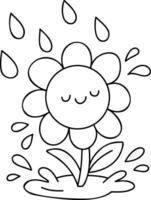 Happy flower illustration with raindrops, symbolizing joy and nature beauty vector