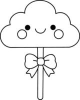 Cute cloud character with smiling face and bow, perfect for playful designs vector