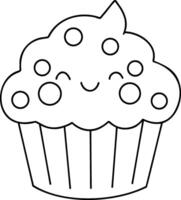 Cute cupcake illustration with smiling face and decorative sprinkles, perfect for celebrations vector