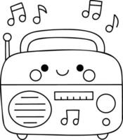 Cute cartoon radio with musical notes, expressing joy and fun vector