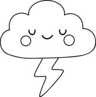 Cute cloud with smiling face and lightning bolt below, representing playful stormy theme vector