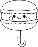 Cute macaron character with smiling face and umbrella handle, perfect for playful designs vector