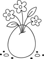 simple illustration of flower arrangement in egg shaped vase, evoking cheerful spring vibe vector