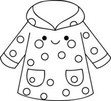 Cute polka dot raincoat design with smiling face and pockets, perfect for kids vector