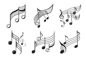 Musical background with notes. Flying music notes. Song notation in flat design. illustration Set vector