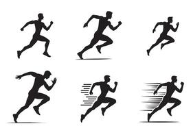 Man running silhouette Set vector