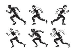Man running fitness icon Set vector