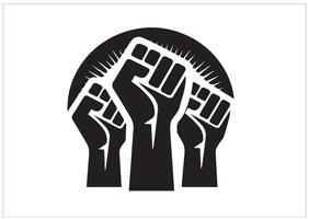 Black power hand fist Design that says we want justice vector
