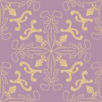 Elegance Glamorous Flowing Repeat Baroque Florals Seamless Gold Hand Drawing Ornament on Pale Lavender Background Pattern Beautiful Scroll work fleur de lis Byzantine art mythology vibe for decoration vector