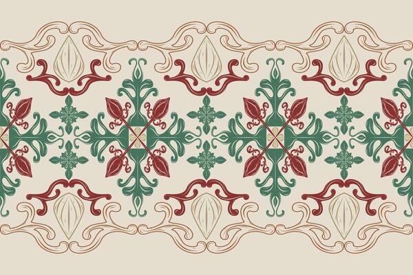 Elegance Greenery Florals Hand Drawing Stripe Luxury Decoration. Timeless Medieval Classy Botanical Garden Style with Maroon Green Brown on Beige Background for Border Pattern Baroque Design Interior