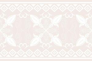 Fleur de lis geometric baroque style with white ornament on beige background. Hand drawn scrollwork with bold thick thin lines pattern border stripe for elegance luxury decoration whitework embroidery vector