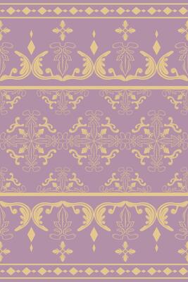 Grandiose Fine Gold Element Hand drawing art work on pale lavender background border pattern. There are florals leaves in symmetrical botanical decorate for expensive royal wealth design wallpaper rug