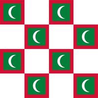 Red, green and white crescent with white board Maldives seamless checkered pattern vector