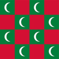 Red, green and white crescent Maldives seamless checkered pattern vector
