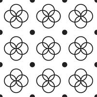 Circle kawung ornament outline and dotted seamless pattern vector