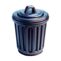 3D Illustration of a Trash Can with Lid, Shiny Metallic Design png