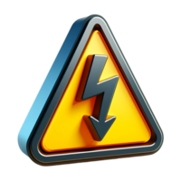 High Voltage Warning Sign, 3D Render, Glossy Finish, Smooth Graphics, Shiny, Highly Detailed Illustration png