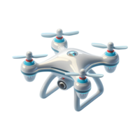 3D white drone with four propellers and camera, isolated on transparent background png