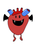 A sticker of a cartoon heart with wings and a smile png