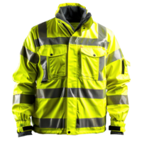 Protective Neon Yellow Reflective Jacket Isolated on Transparent Background png