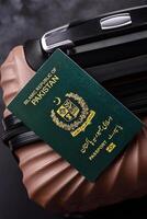 International passport of Pakistan on a suitcase photo