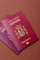 Spain passport for flying and doing business. Spanish document photo