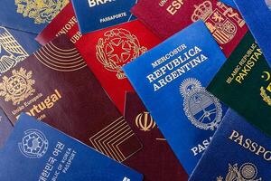 Passports of different countries of the world photo