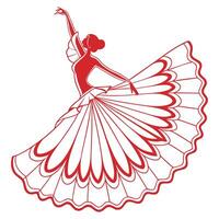 Flamenco Dancer in Red Skirt A Silhouette of Grace and Passion vector
