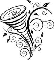 Tornado swirling through decorative foliage vector