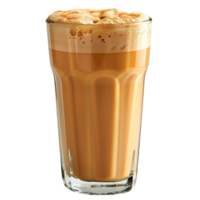Malaysian Teh Tarik in Tall Glass on Transparent Background png