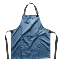 Professional Blue Cooking Apron with Black Adjustable Neck Strap and Waist Ties Isolated on Transparent Background png